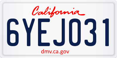 CA license plate 6YEJ031
