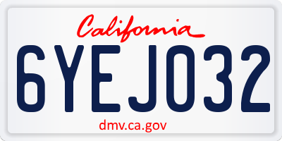 CA license plate 6YEJ032