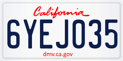 CA license plate 6YEJ035