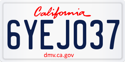 CA license plate 6YEJ037