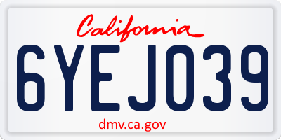 CA license plate 6YEJ039