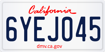 CA license plate 6YEJ045