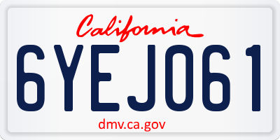 CA license plate 6YEJ061
