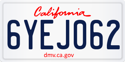 CA license plate 6YEJ062