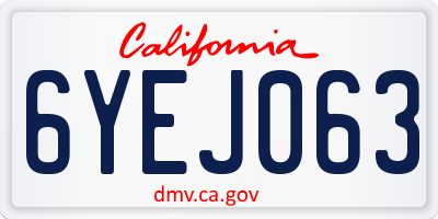 CA license plate 6YEJ063