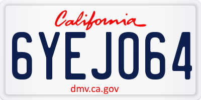 CA license plate 6YEJ064