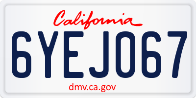 CA license plate 6YEJ067