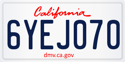 CA license plate 6YEJ070