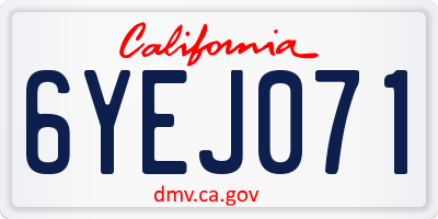 CA license plate 6YEJ071