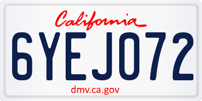CA license plate 6YEJ072