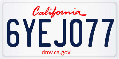CA license plate 6YEJ077