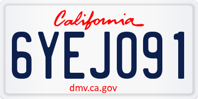 CA license plate 6YEJ091