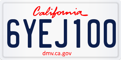 CA license plate 6YEJ100