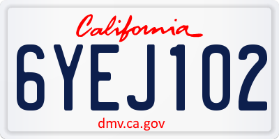 CA license plate 6YEJ102