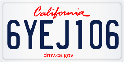 CA license plate 6YEJ106