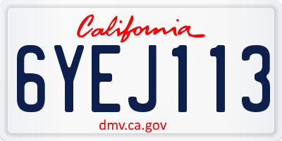 CA license plate 6YEJ113
