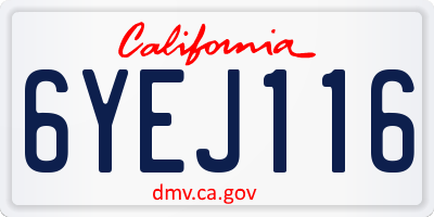 CA license plate 6YEJ116