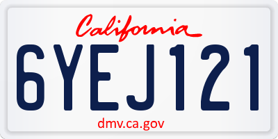 CA license plate 6YEJ121