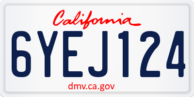 CA license plate 6YEJ124