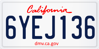 CA license plate 6YEJ136