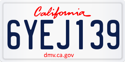 CA license plate 6YEJ139