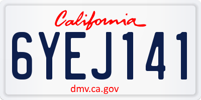 CA license plate 6YEJ141