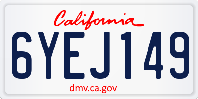 CA license plate 6YEJ149