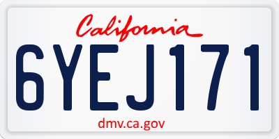 CA license plate 6YEJ171