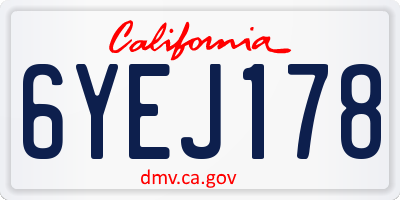 CA license plate 6YEJ178