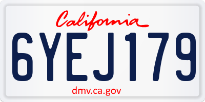 CA license plate 6YEJ179