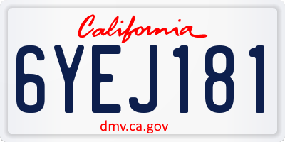 CA license plate 6YEJ181