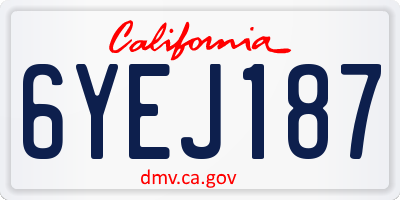 CA license plate 6YEJ187