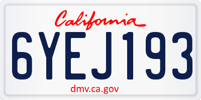 CA license plate 6YEJ193