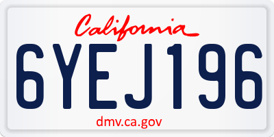CA license plate 6YEJ196