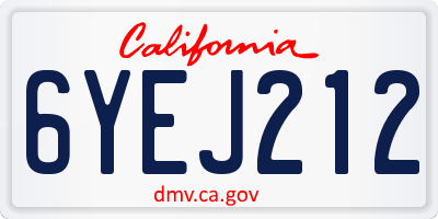 CA license plate 6YEJ212