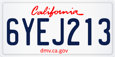 CA license plate 6YEJ213