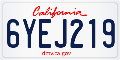 CA license plate 6YEJ219