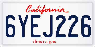 CA license plate 6YEJ226