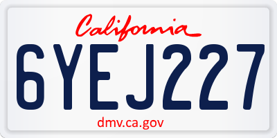 CA license plate 6YEJ227