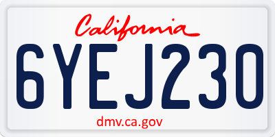CA license plate 6YEJ230