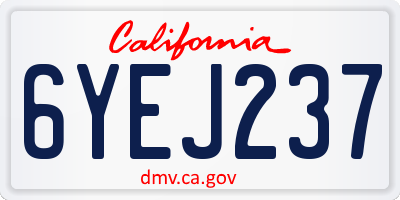 CA license plate 6YEJ237