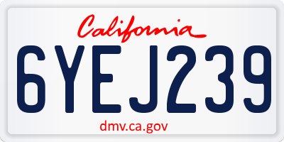 CA license plate 6YEJ239