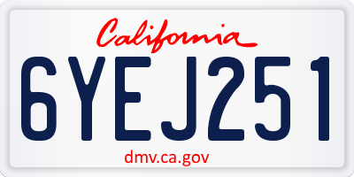 CA license plate 6YEJ251