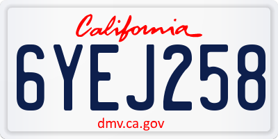 CA license plate 6YEJ258