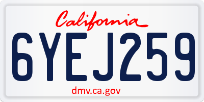 CA license plate 6YEJ259