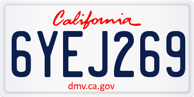 CA license plate 6YEJ269