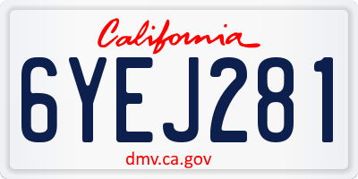 CA license plate 6YEJ281