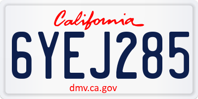 CA license plate 6YEJ285