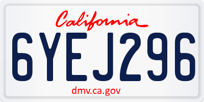 CA license plate 6YEJ296