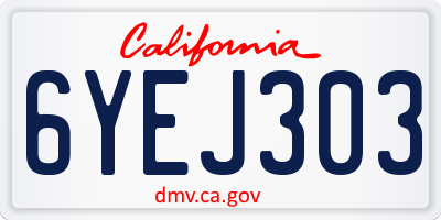 CA license plate 6YEJ303